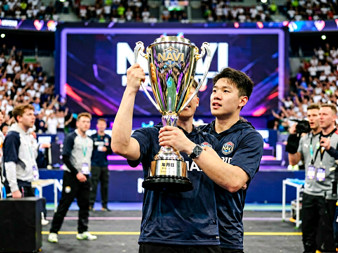 CS2 IEM卡托维兹Major决赛现场，NAVI选手捧杯